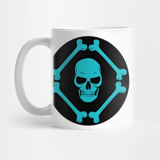 Skull and bones pattern sea green & black Mug